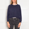 Brunello Cucinelli Blue Cashmere Sequin Knitted Silk Lining Jumper