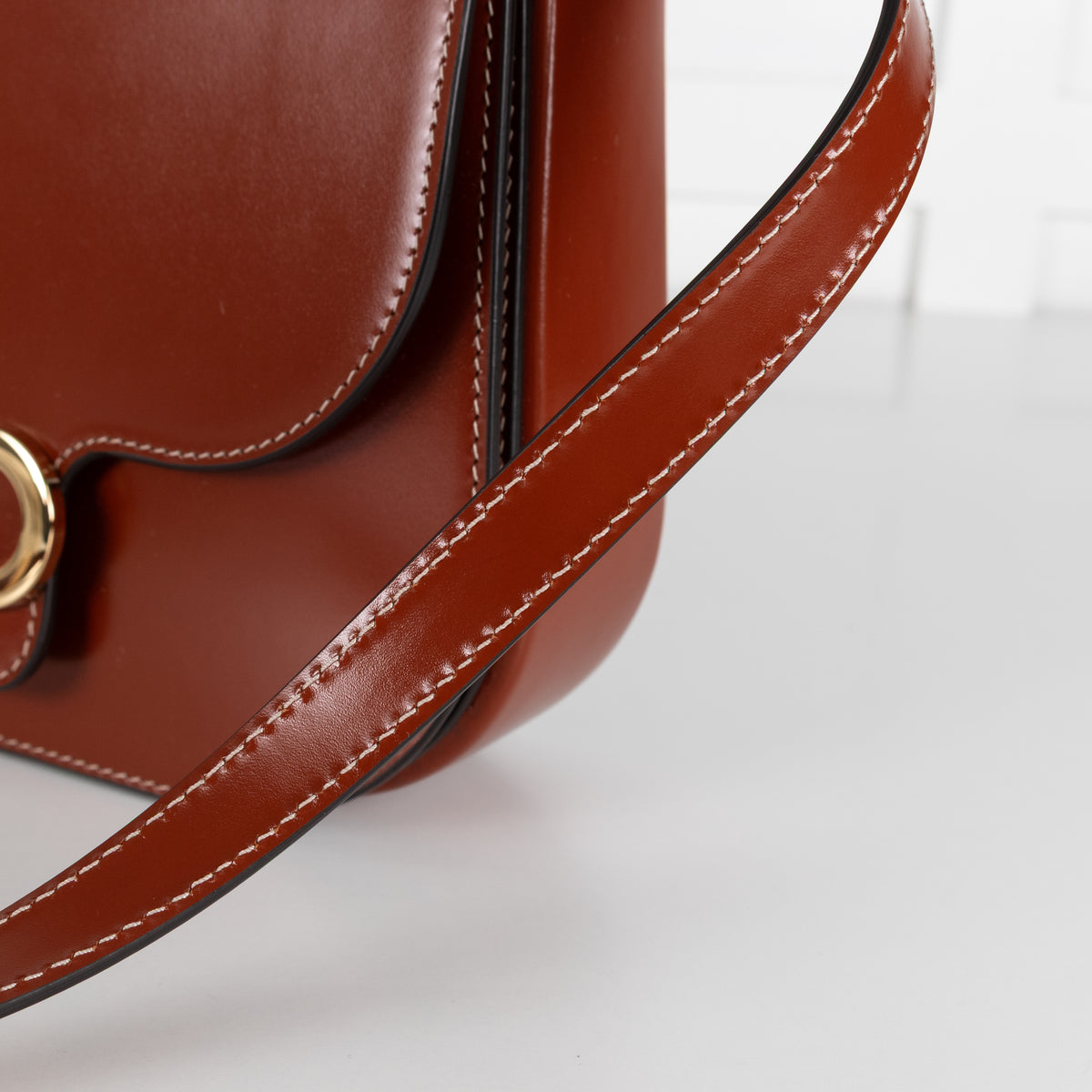 Salvatore Ferragamo Dark Cognac Double Gancini North-South Crossbody Bag