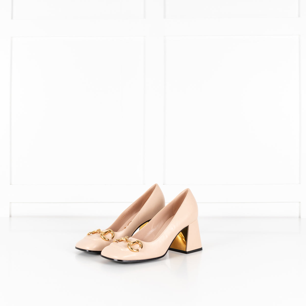 Gucci Neutral Horsebit Block Heel Pumps