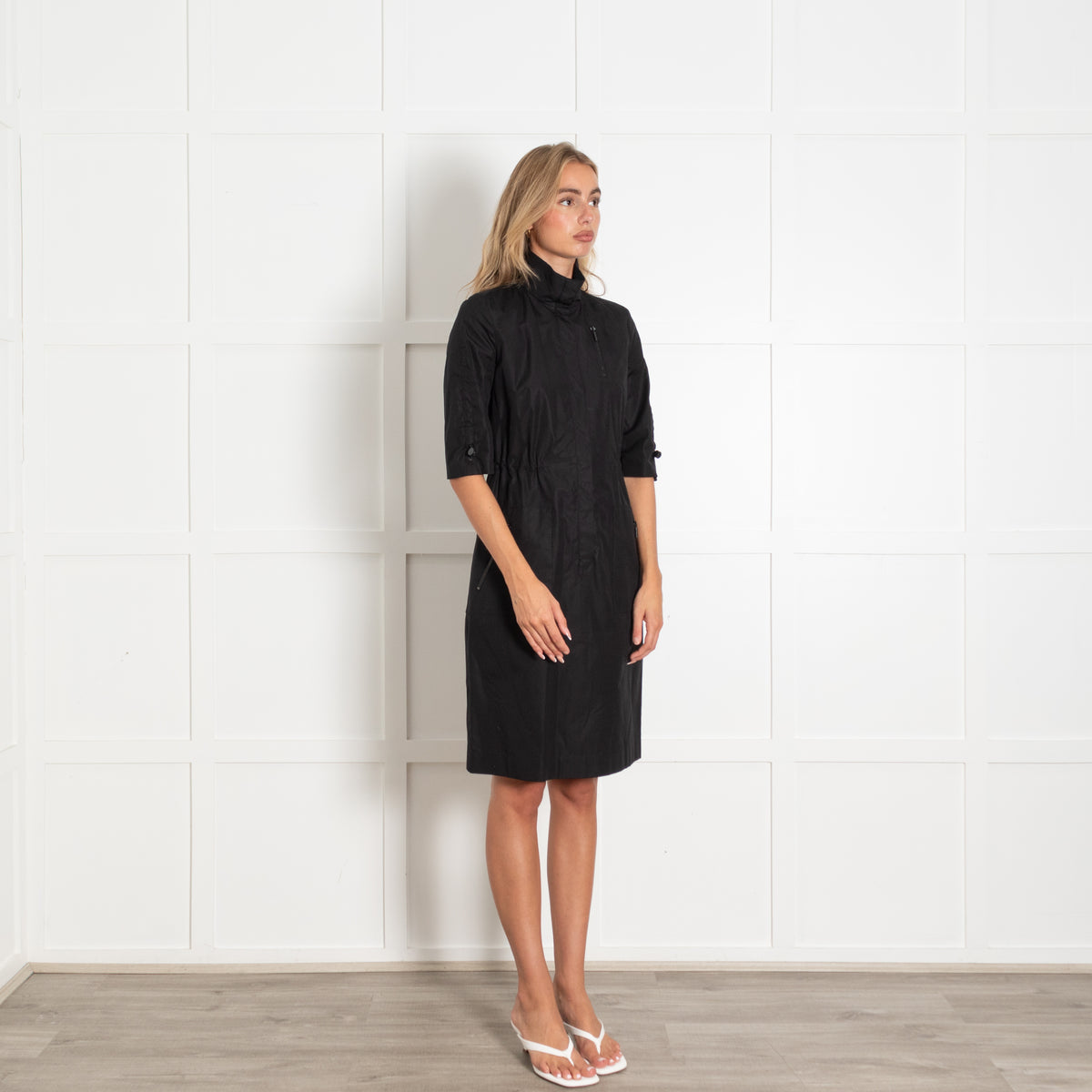 Akris Punto Black Cotton Zip Detail Pocket Dress