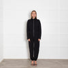 Varley Black Jersey Zip Front Long Sleeved Jumpsuit