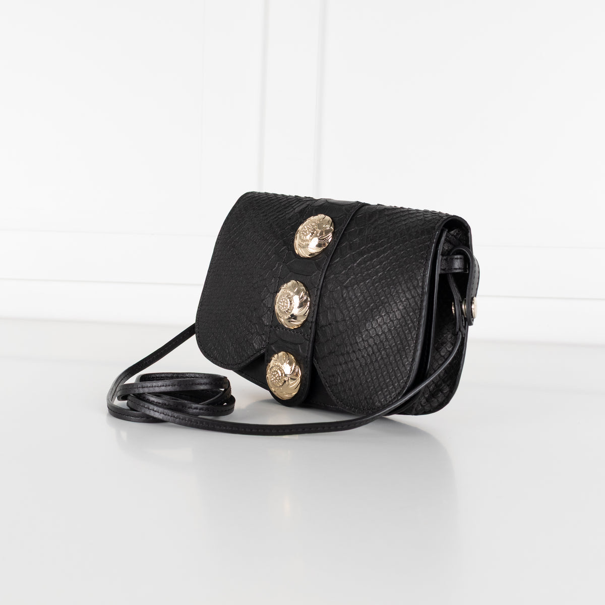 Temperley London Black Snake Effect Medallion Crossbody