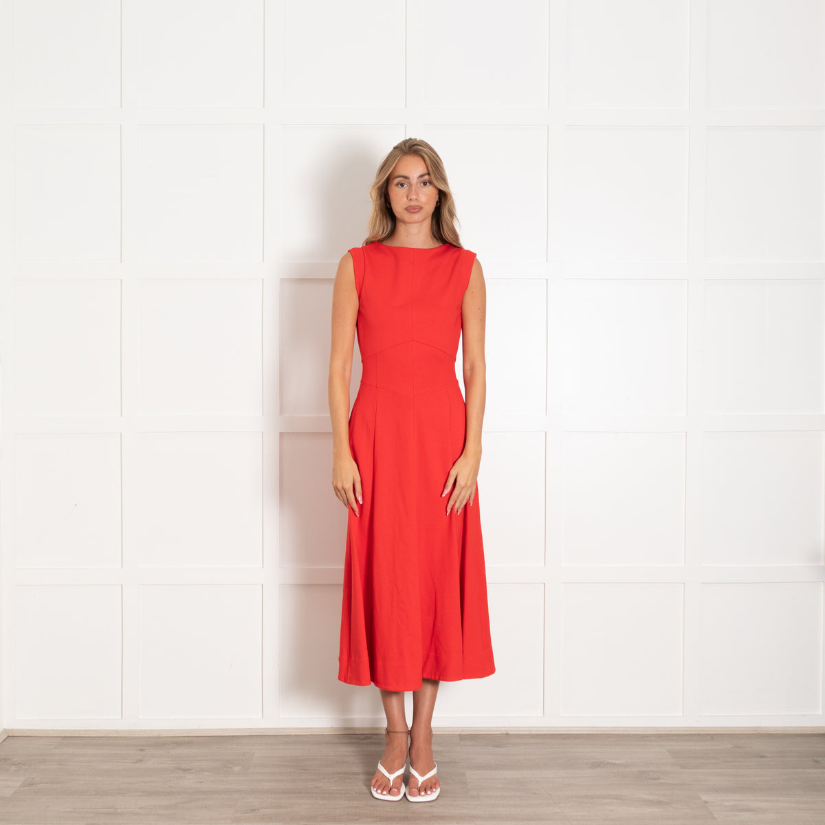Me + Em Red Stretch Sleeveless Dress