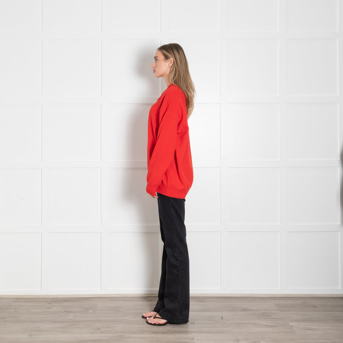 &Daughter Red Edith Collared Wool Jumper