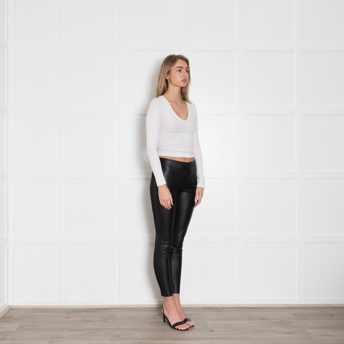 Wolford Split Panelled Faux Leather and Jersey Leggings