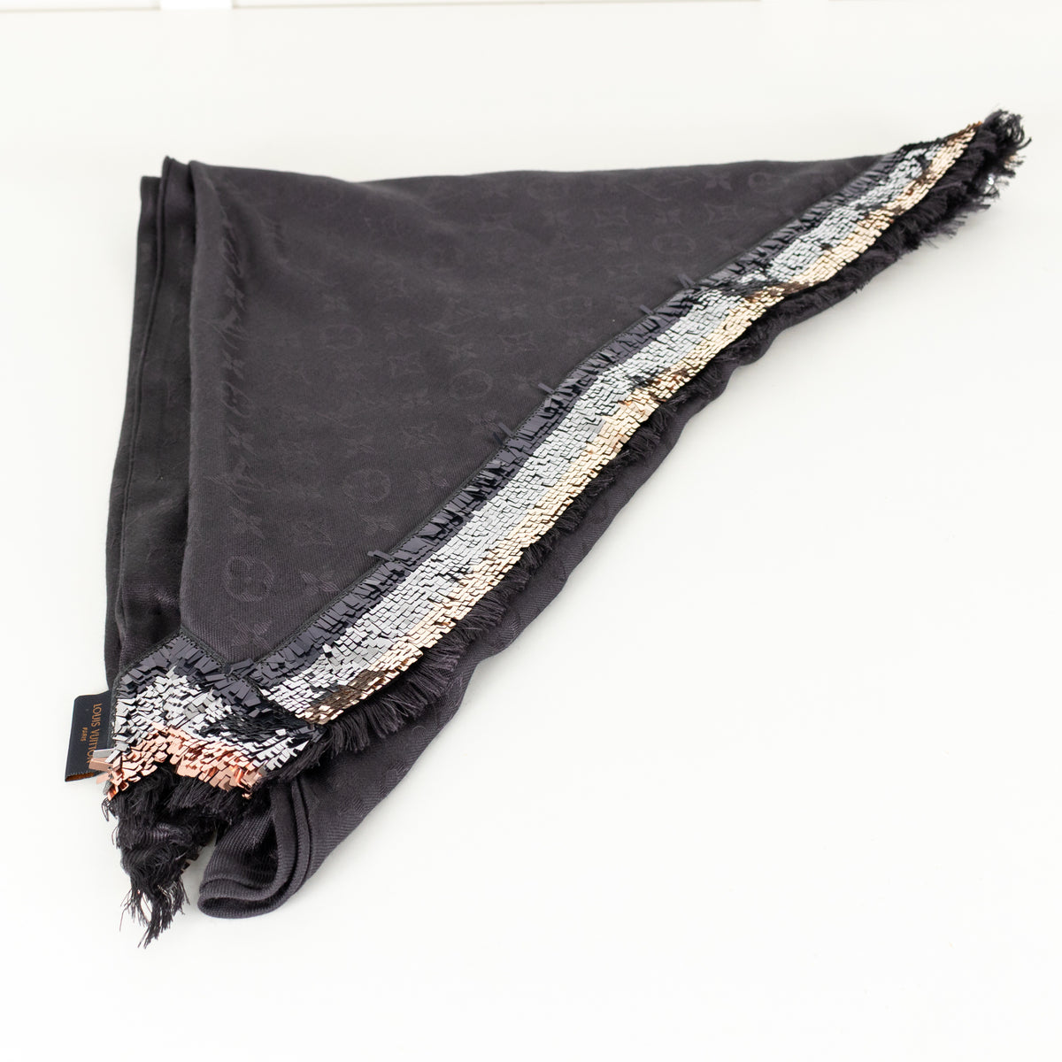 Louis Vuitton Grey Monogram Sequined Scarf