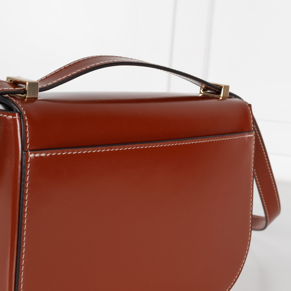 Salvatore Ferragamo Dark Cognac Double Gancini North-South Crossbody Bag