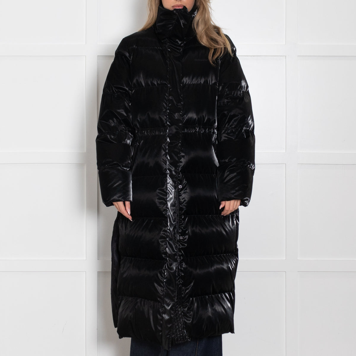 Holzweiller Black Ramoen Shiny Down Long Line Puffer Coat