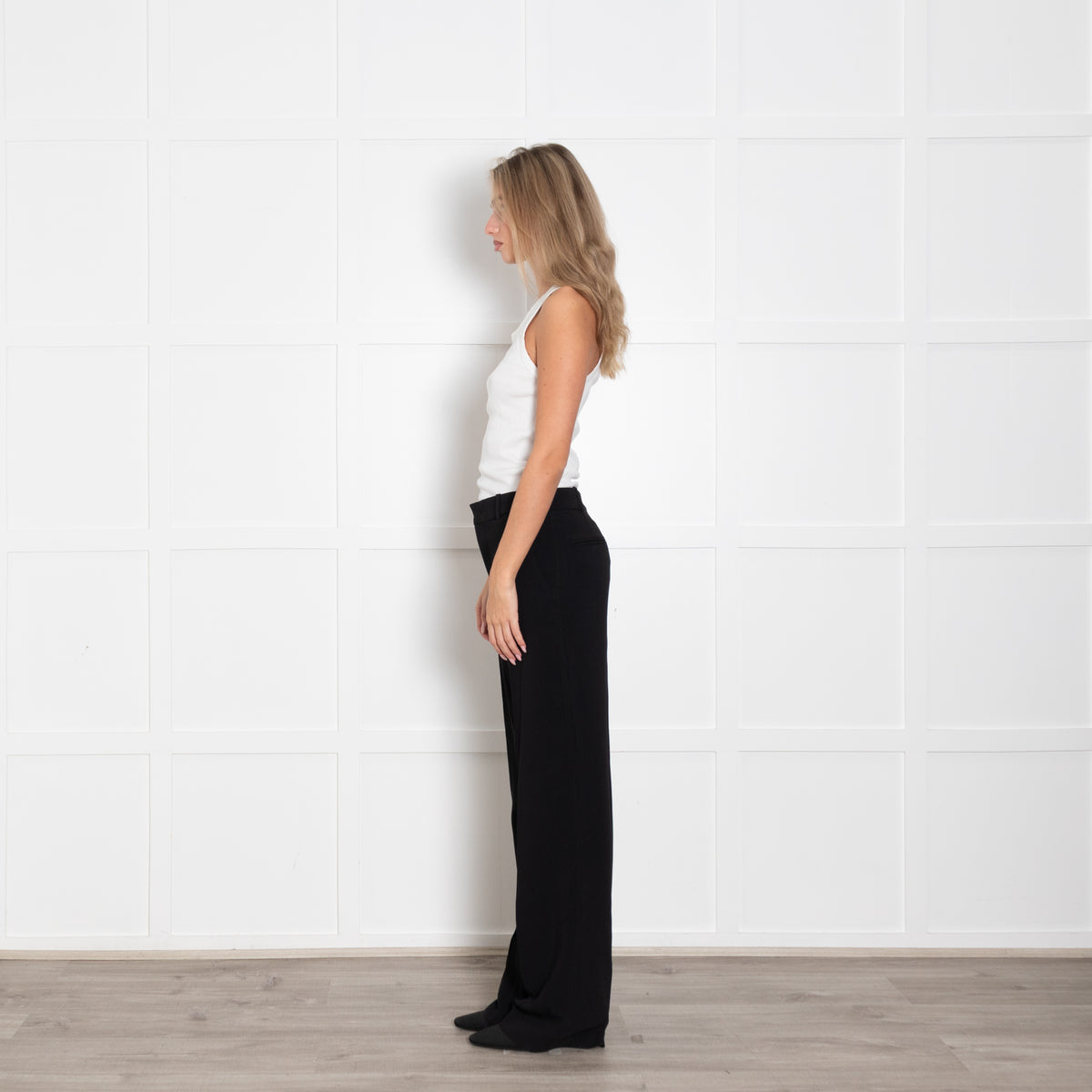 Joseph Black High Waisted Wide Leg Trousers