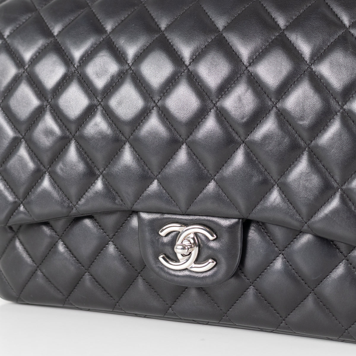 Chanel Black Lambskin Maxi Classic Double Flap Bag