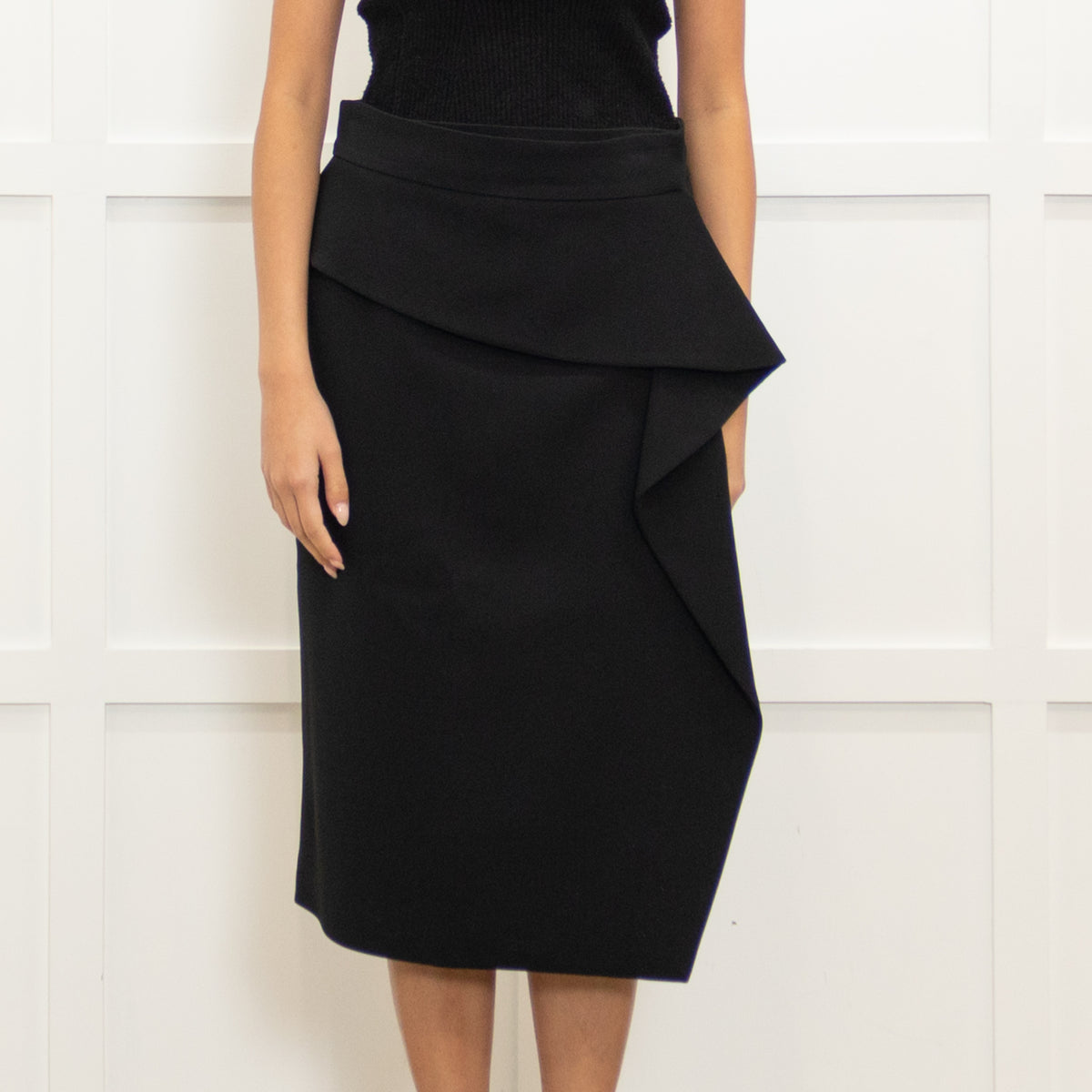 Gucci Black Pencil Skirt with Frill Front