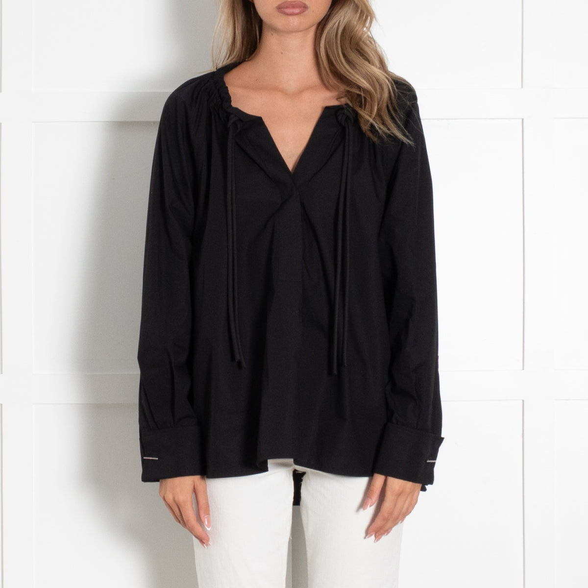 Max Mara Black Ario Cotton Top