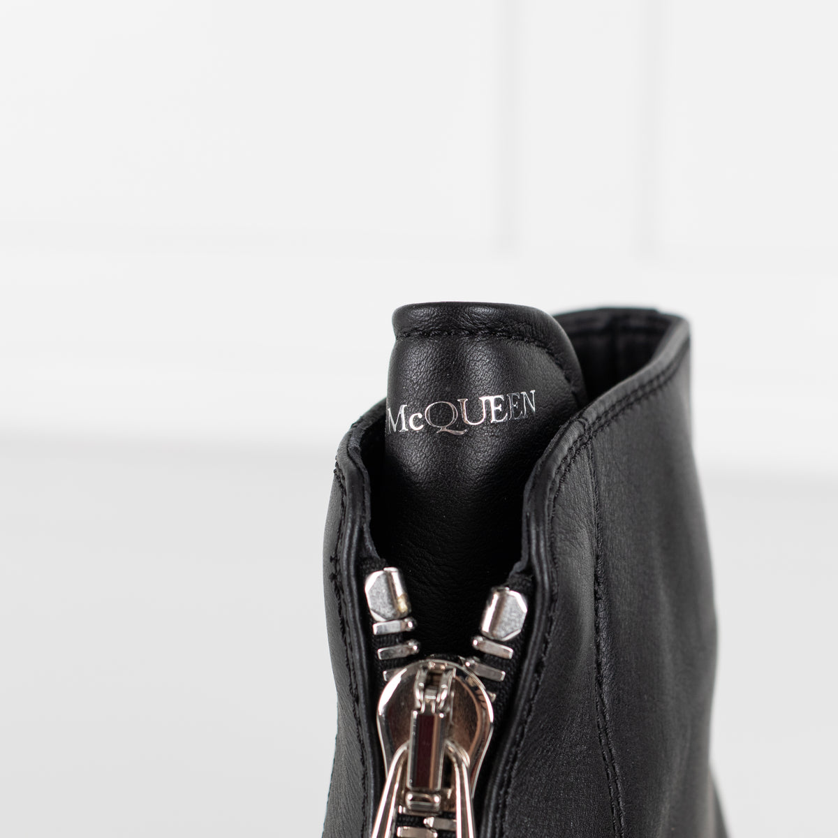 Alexander McQueen Black Zip Leather Ankle Boots
