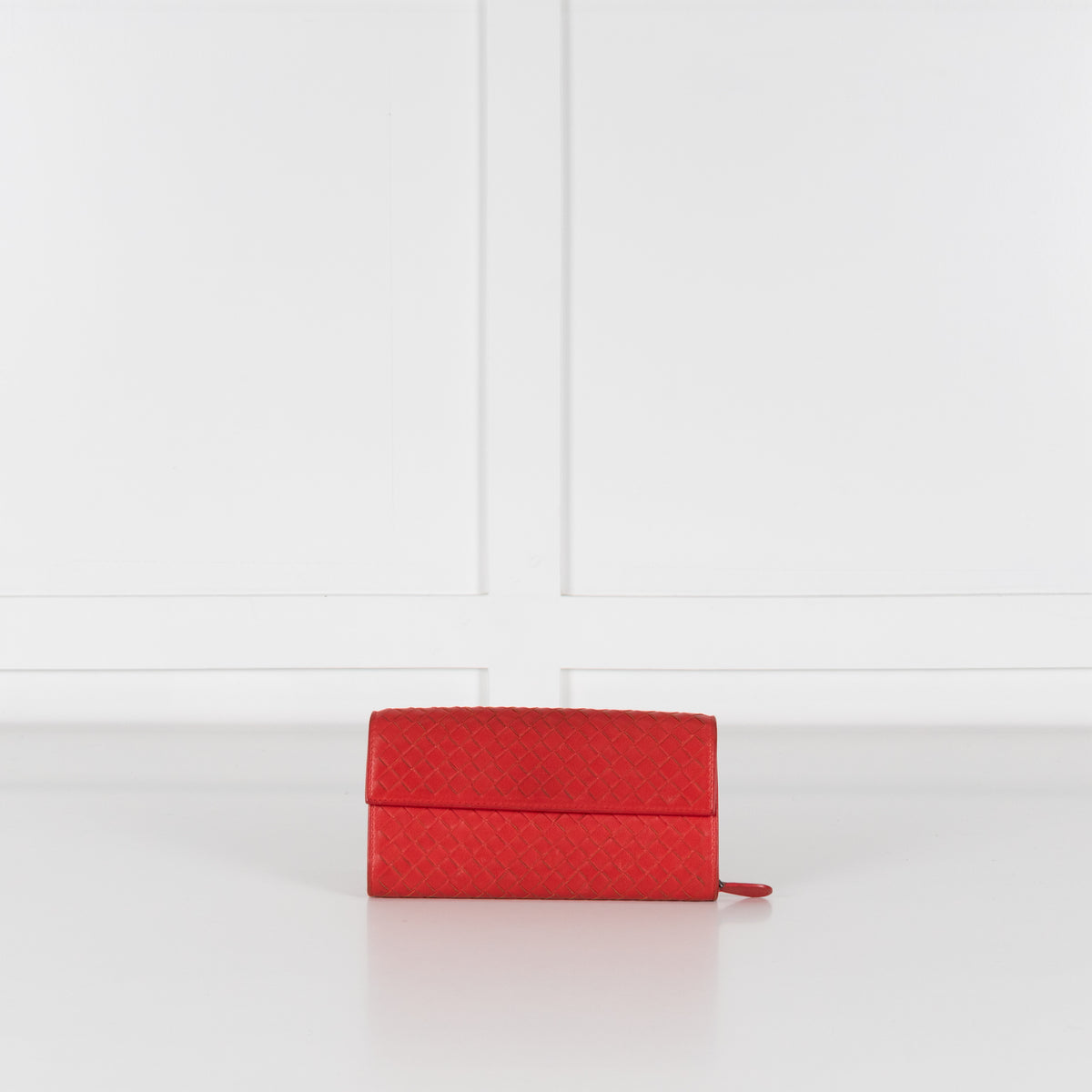 Bottega Veneta Red Intrecciato Leather Continental Wallet