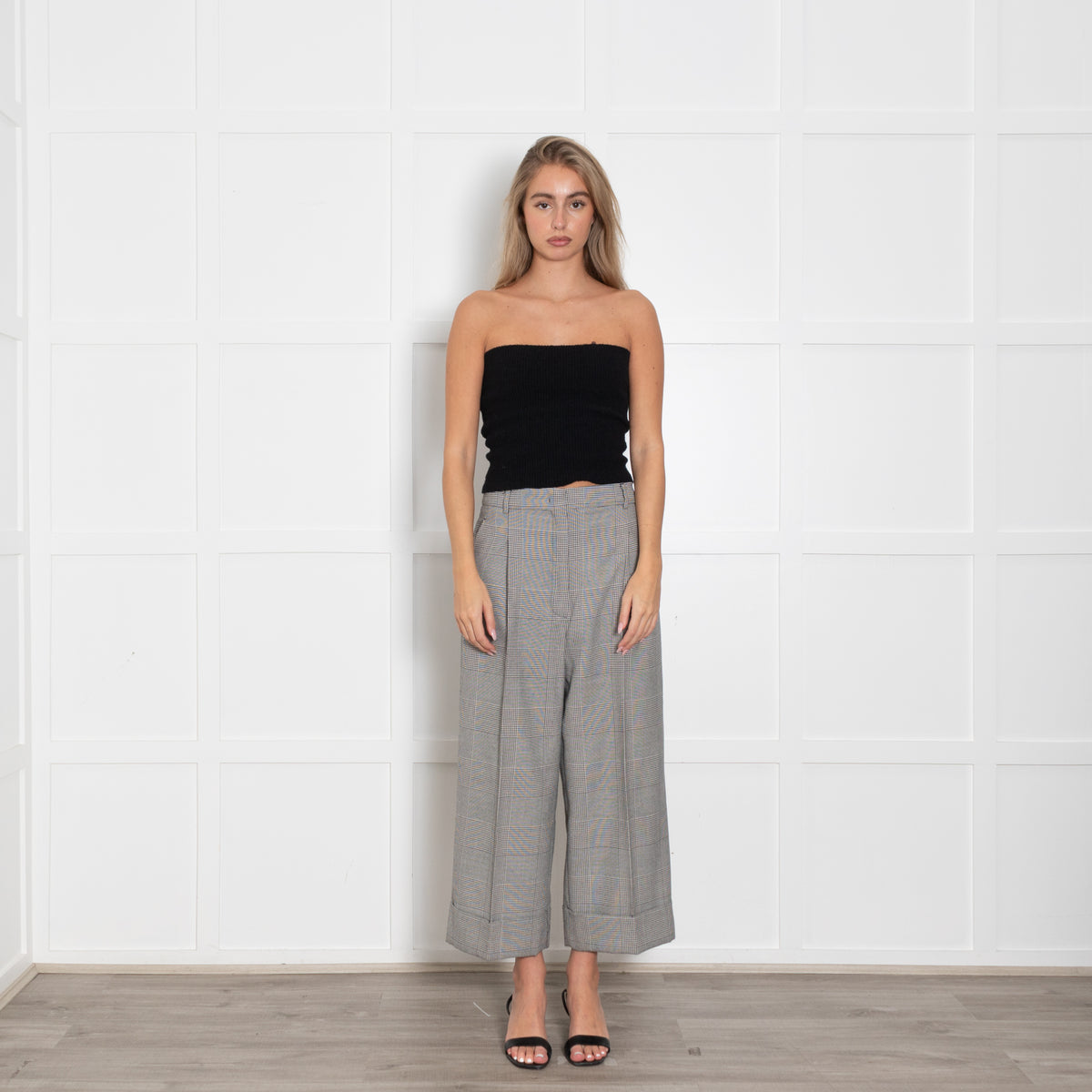 Sportmax Houndstooth Wide Leg Crop Trousers