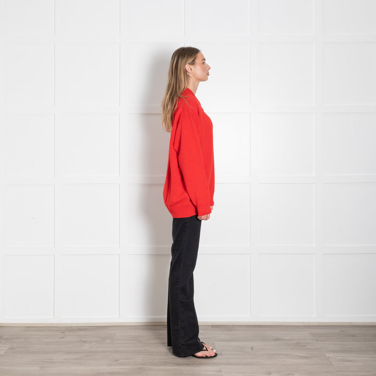 &Daughter Red Edith Collared Wool Jumper