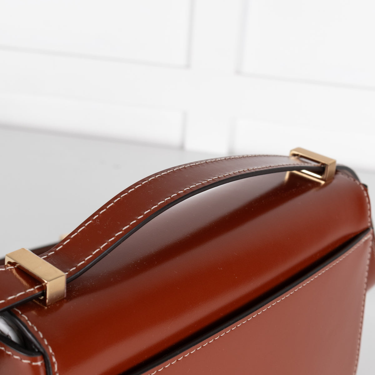 Salvatore Ferragamo Dark Cognac Double Gancini North-South Crossbody Bag