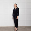 Wyse Navy Velvet Button Up Jumpsuit