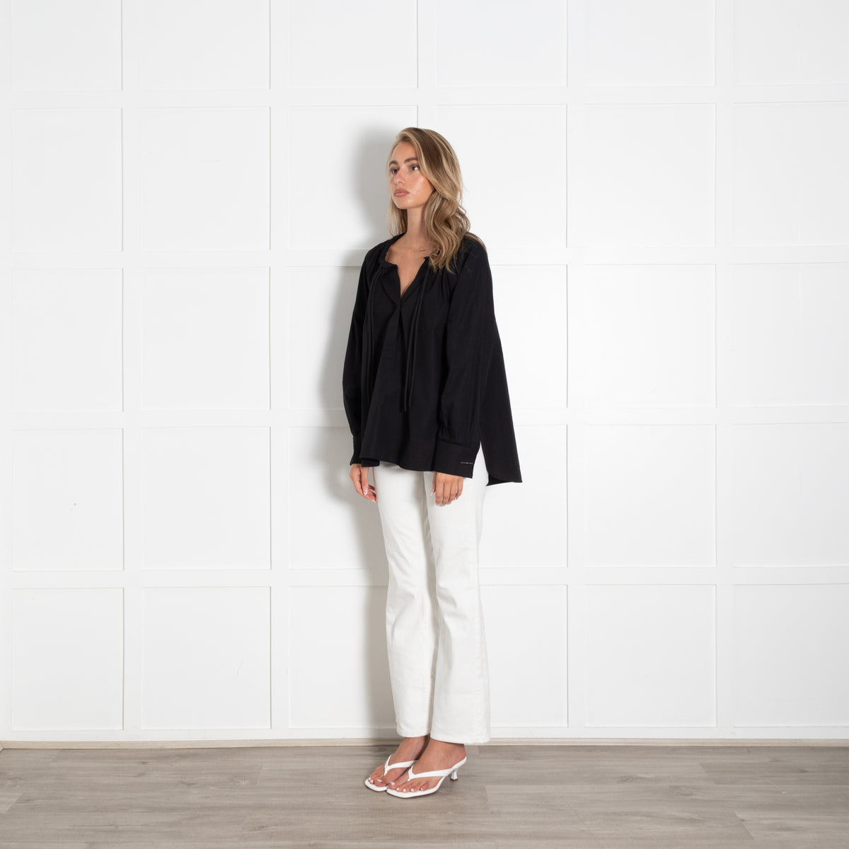 Max Mara Black Ario Cotton Top