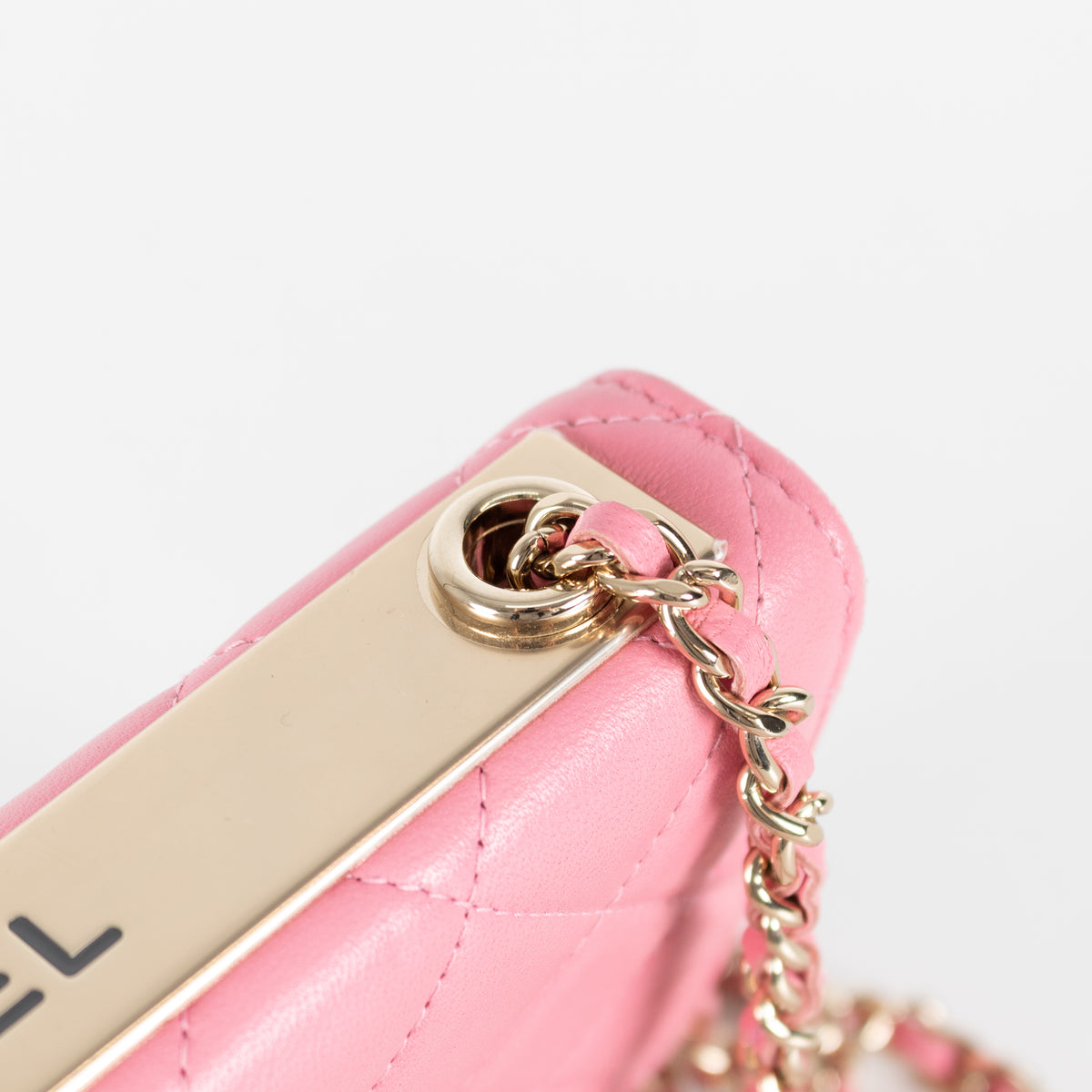 Chanel Pink Lambskin Trendy Wallet On Chain