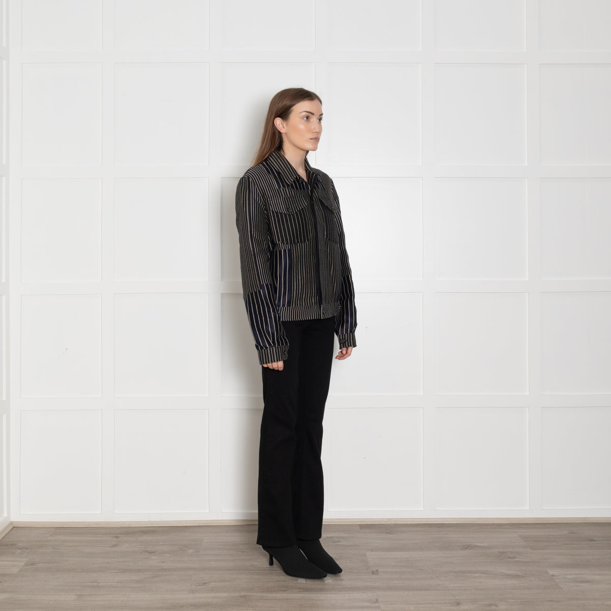 Alexander McQueen Navy Stripe Bomber Jacket