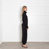 Varley Black Jersey Zip Front Long Sleeved Jumpsuit