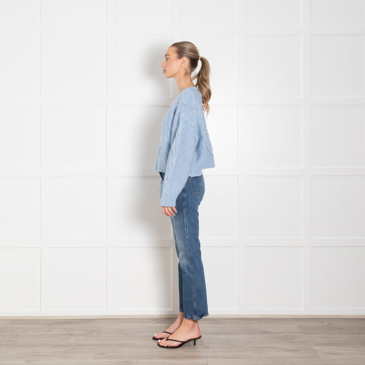 Rixo Pale Blue Chunky Knit Wool Blend Jumper