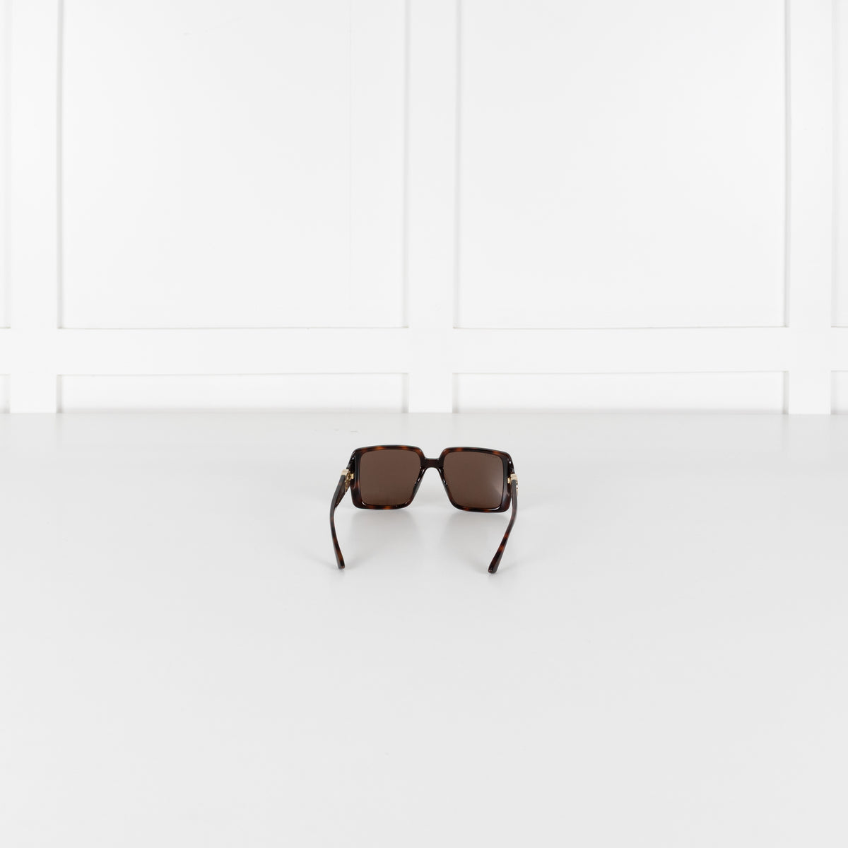 Gucci Tortoishell Square Frame Logo Arm Sunglasses