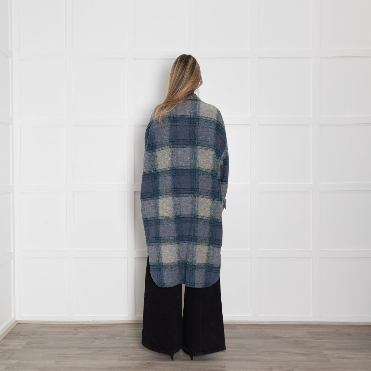 Isabel Marant Etoile Grey Blue Green Oversized Check Coat