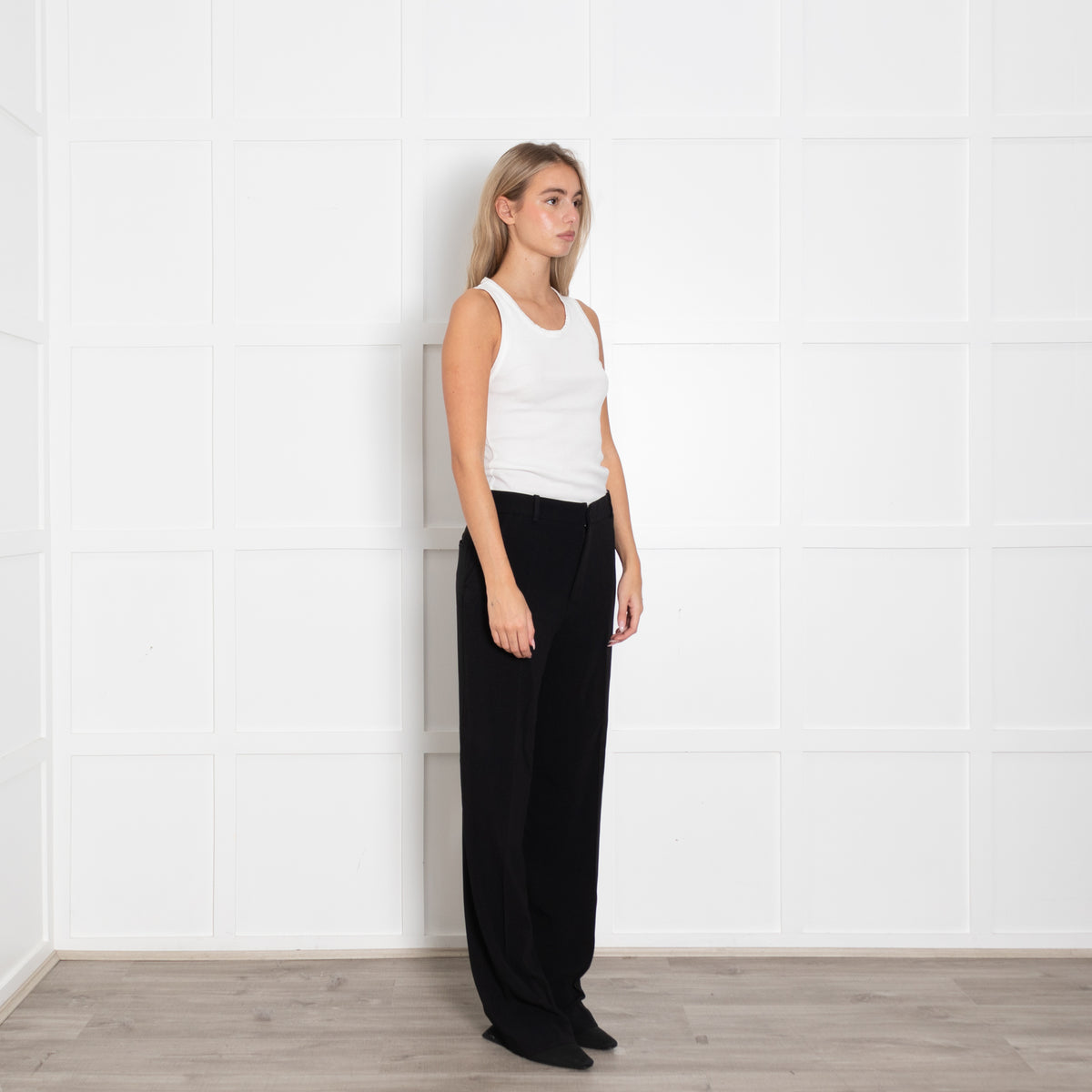 Joseph Black High Waisted Wide Leg Trousers