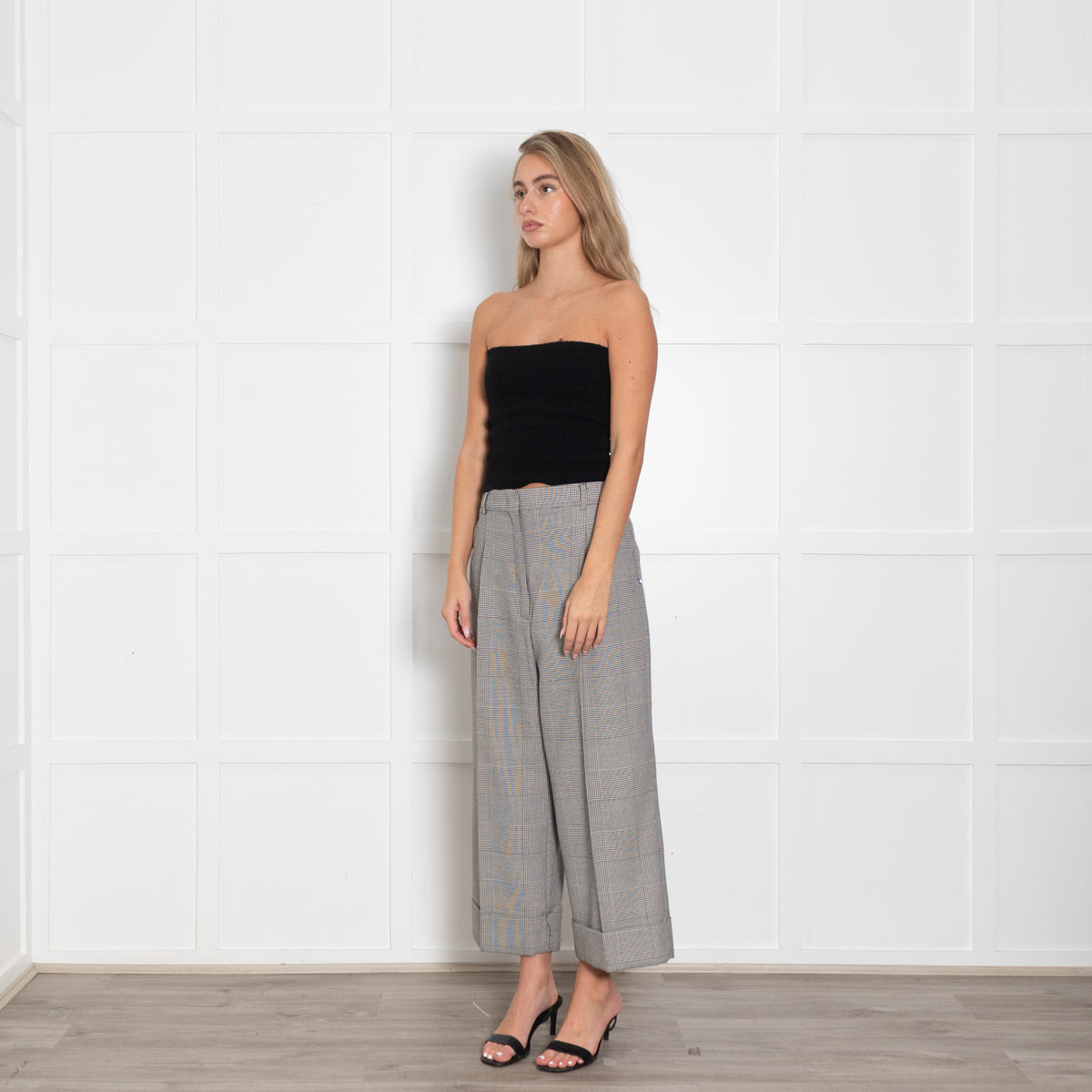 Sportmax Houndstooth Wide Leg Crop Trousers