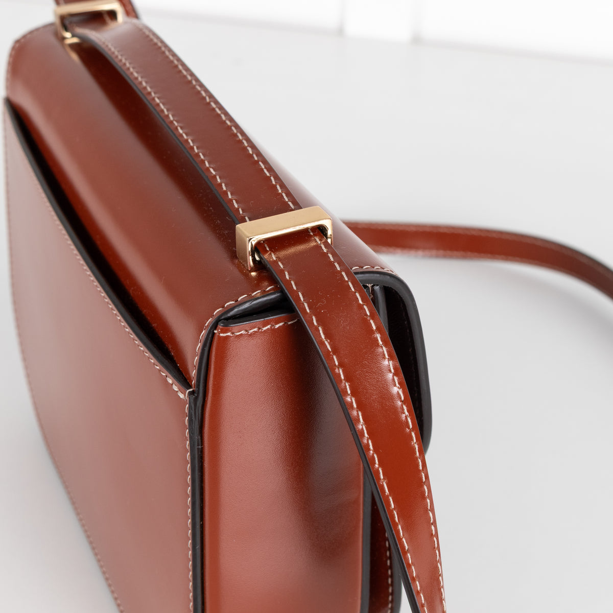 Salvatore Ferragamo Dark Cognac Double Gancini North-South Crossbody Bag