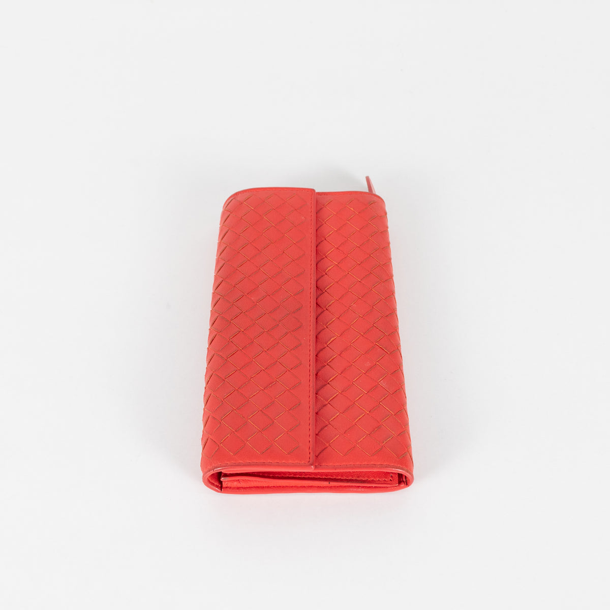 Bottega Veneta Red Intrecciato Leather Continental Wallet