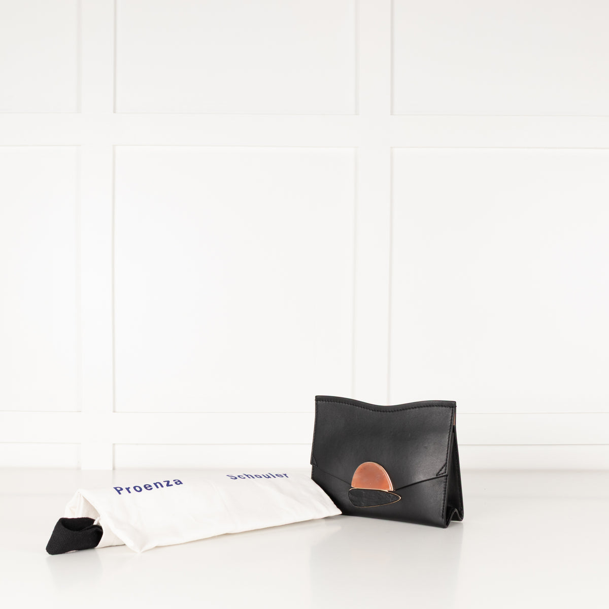 Proenza Schouler Black Leather Curl Clutch Bag