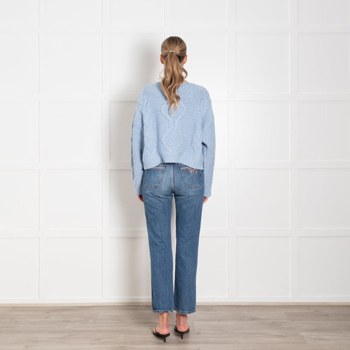 Rixo Pale Blue Chunky Knit Wool Blend Jumper