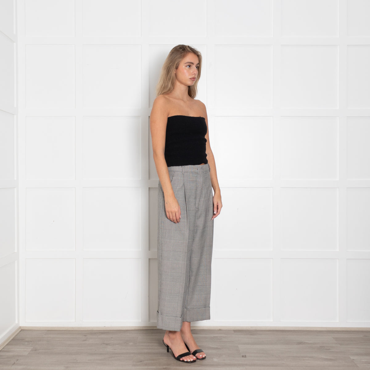 Sportmax Houndstooth Wide Leg Crop Trousers