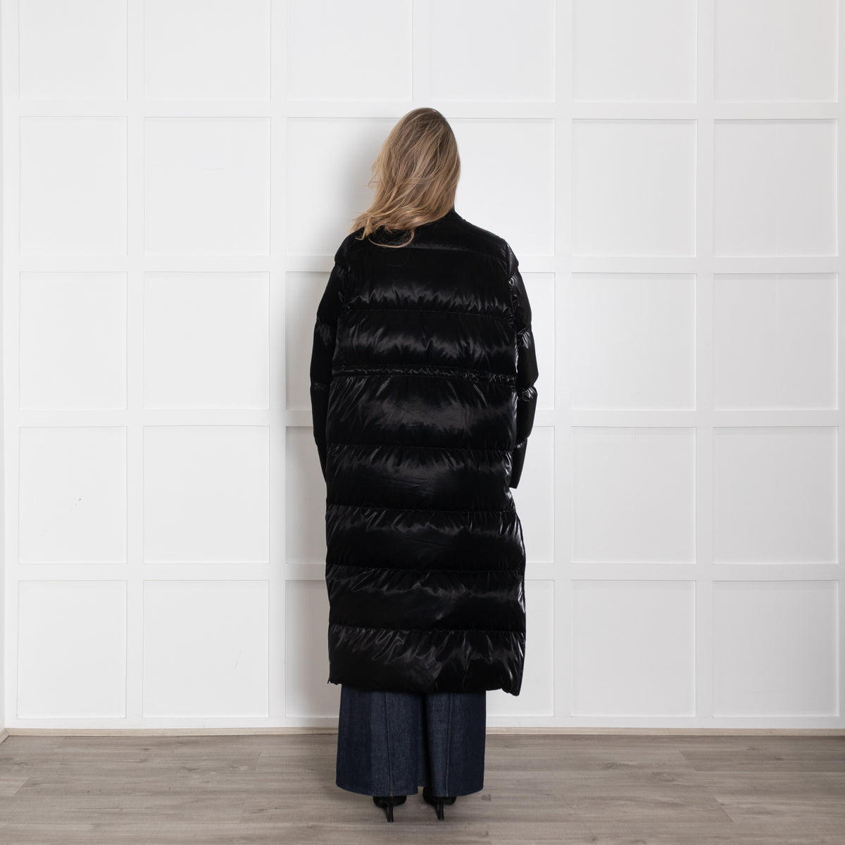 Holzweiller Black Ramoen Shiny Down Long Line Puffer Coat