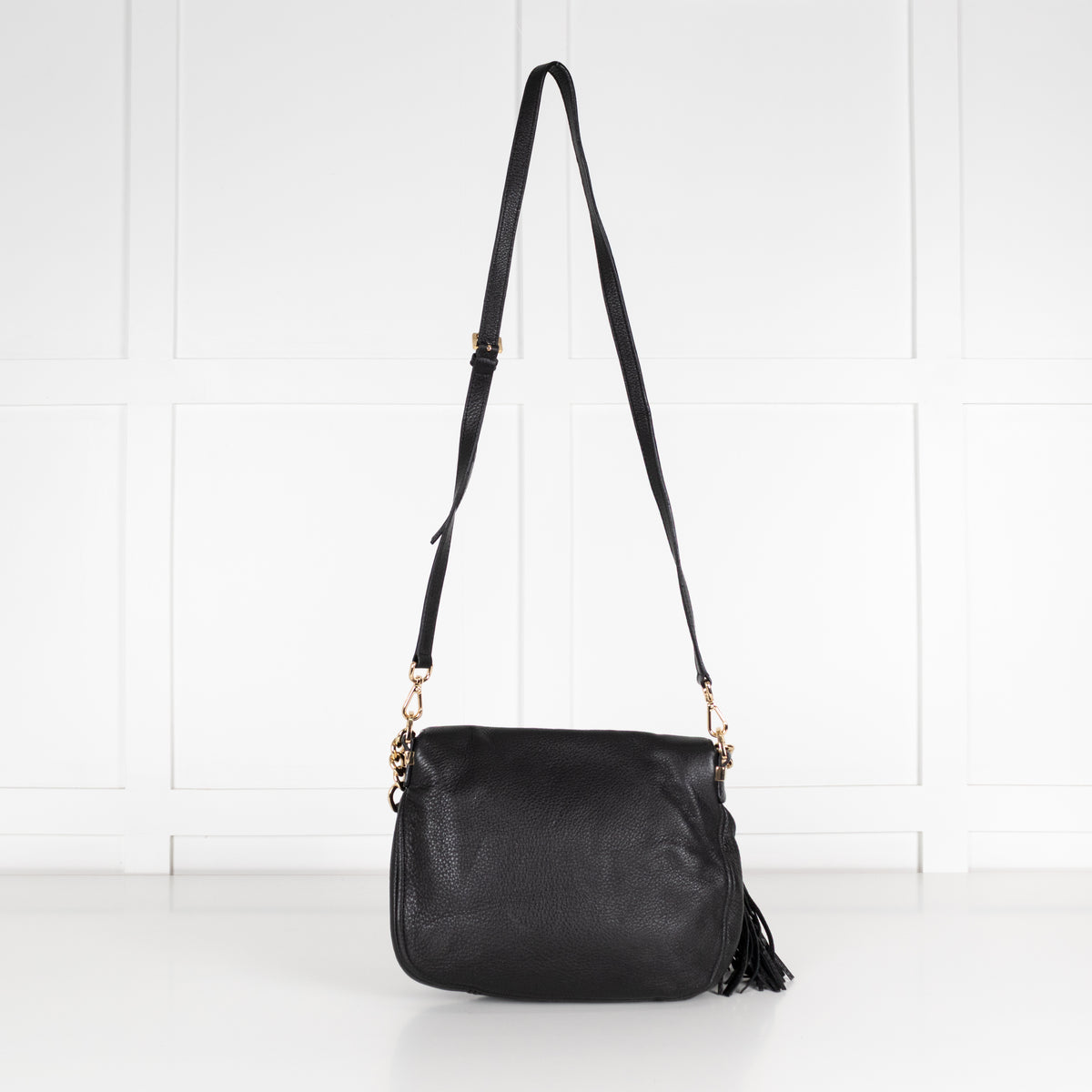 Michael By Michael Kors Black Pebbled Leather Flap Bag