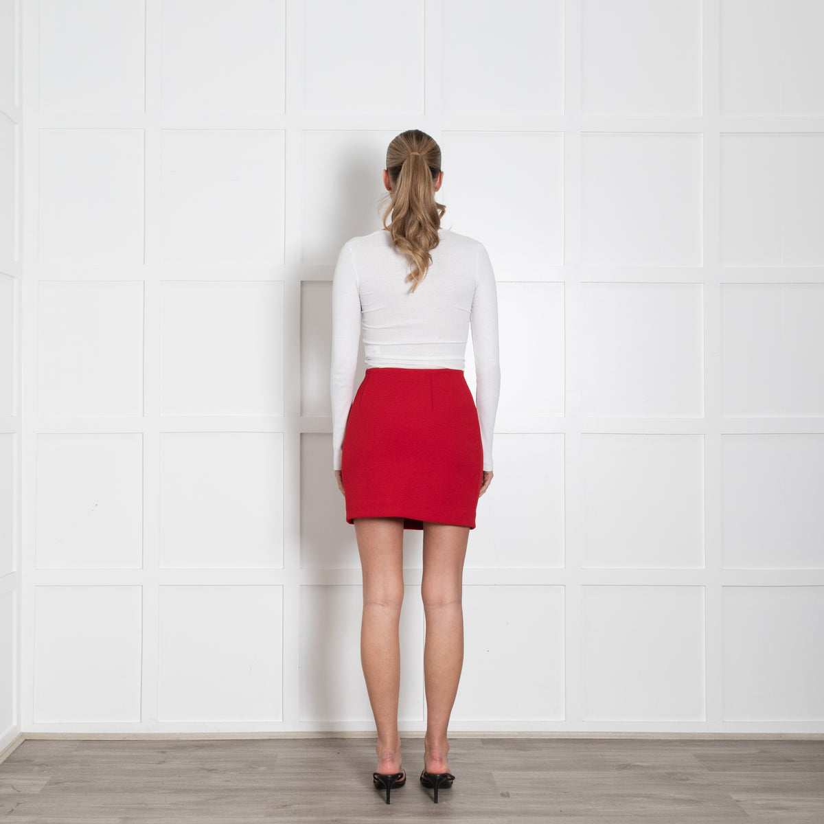 Maje Red Short Skirt With Silver Buttons