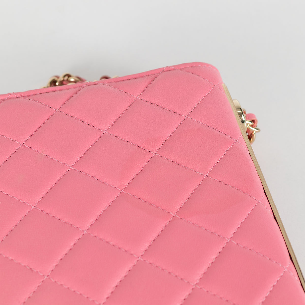 Chanel Pink Lambskin Trendy Wallet On Chain