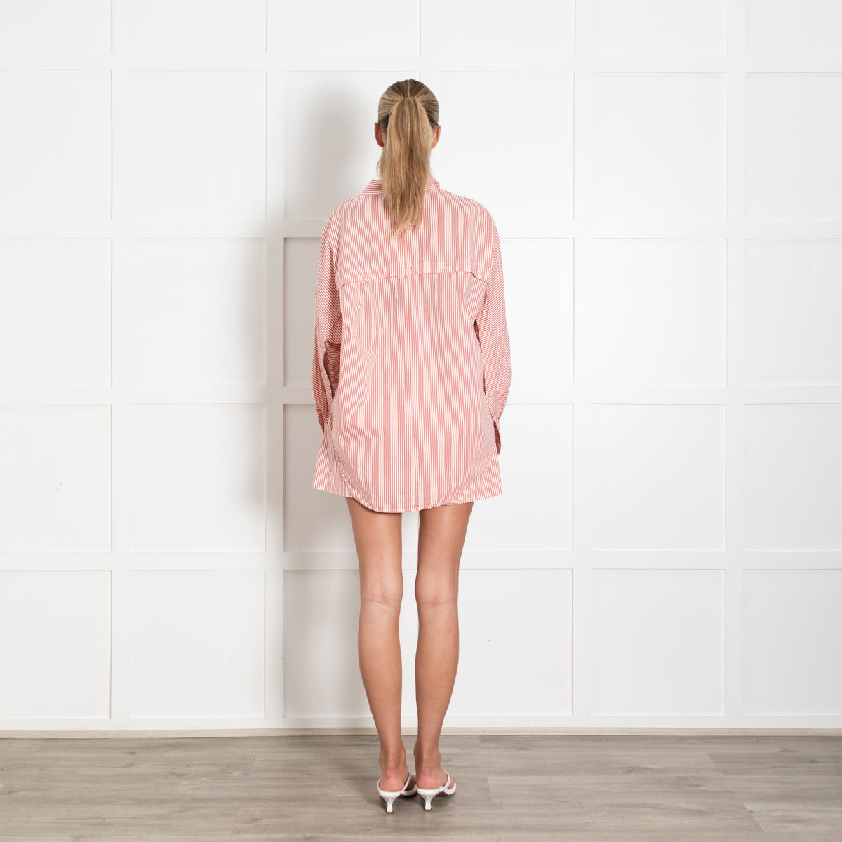 Jakke Orange Striped Shirt With Back Button Detail