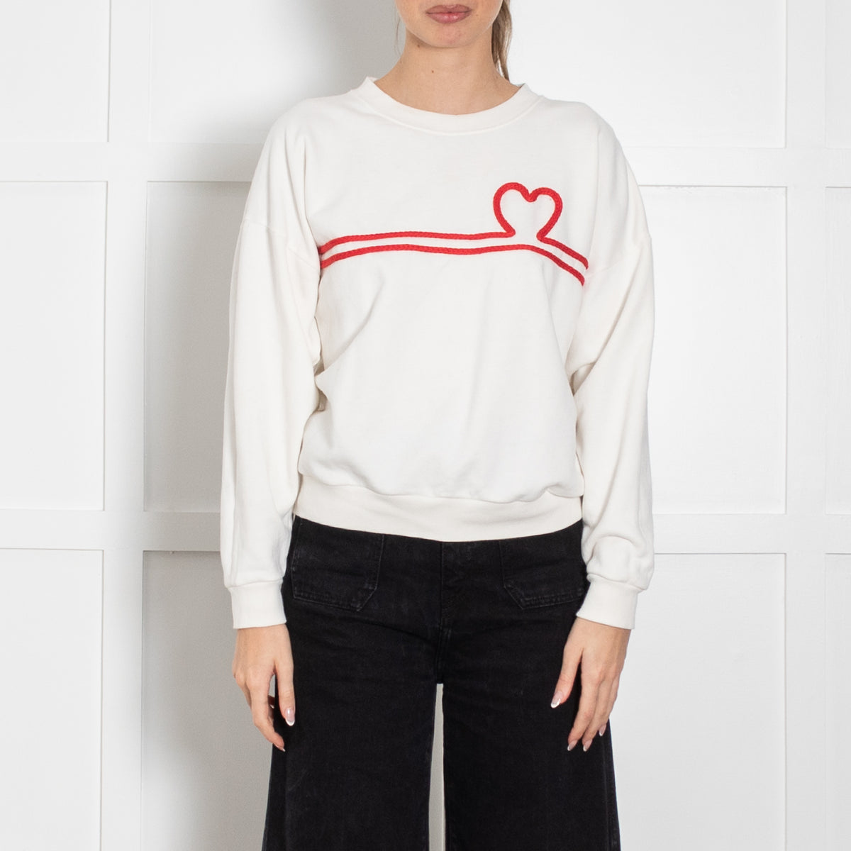 French Disorder White Rosy Heart Sweatshirt