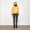 Prada Yellow Brown Trim Logo Cashmere Roll Neck Jumper