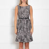 Max Mara Studio Black White Animal Print Bow Belt Dress