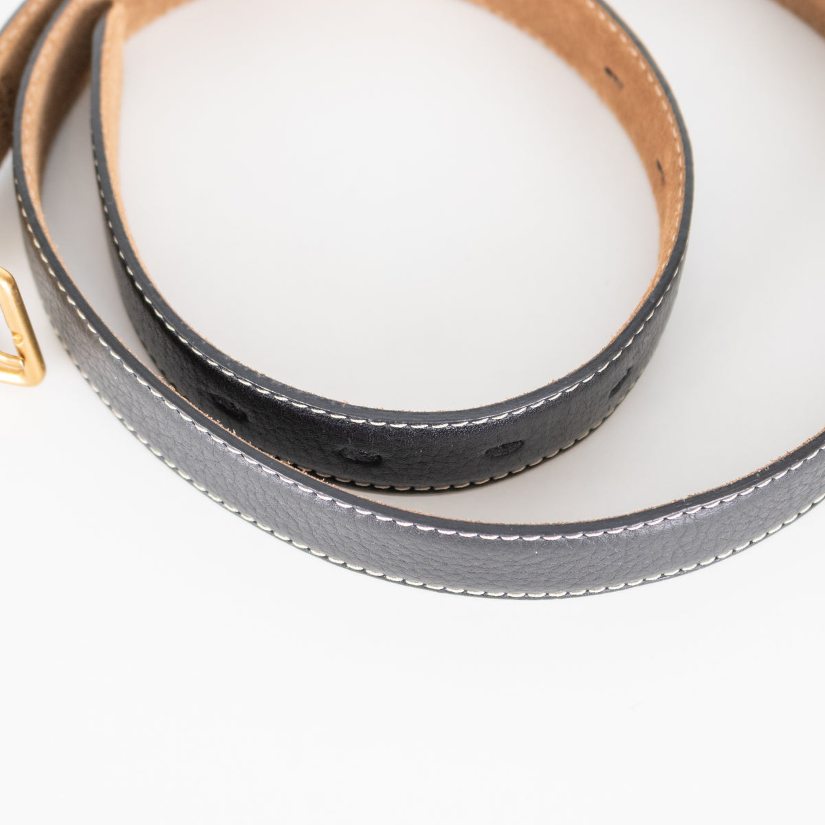 The Fold Brown Suede & Black Leather Reversible Belt With Gold Buckle