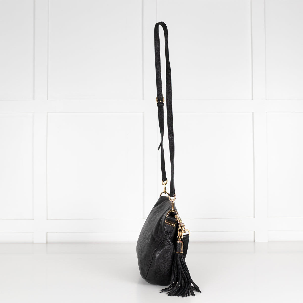 Michael By Michael Kors Black Pebbled Leather Flap Bag