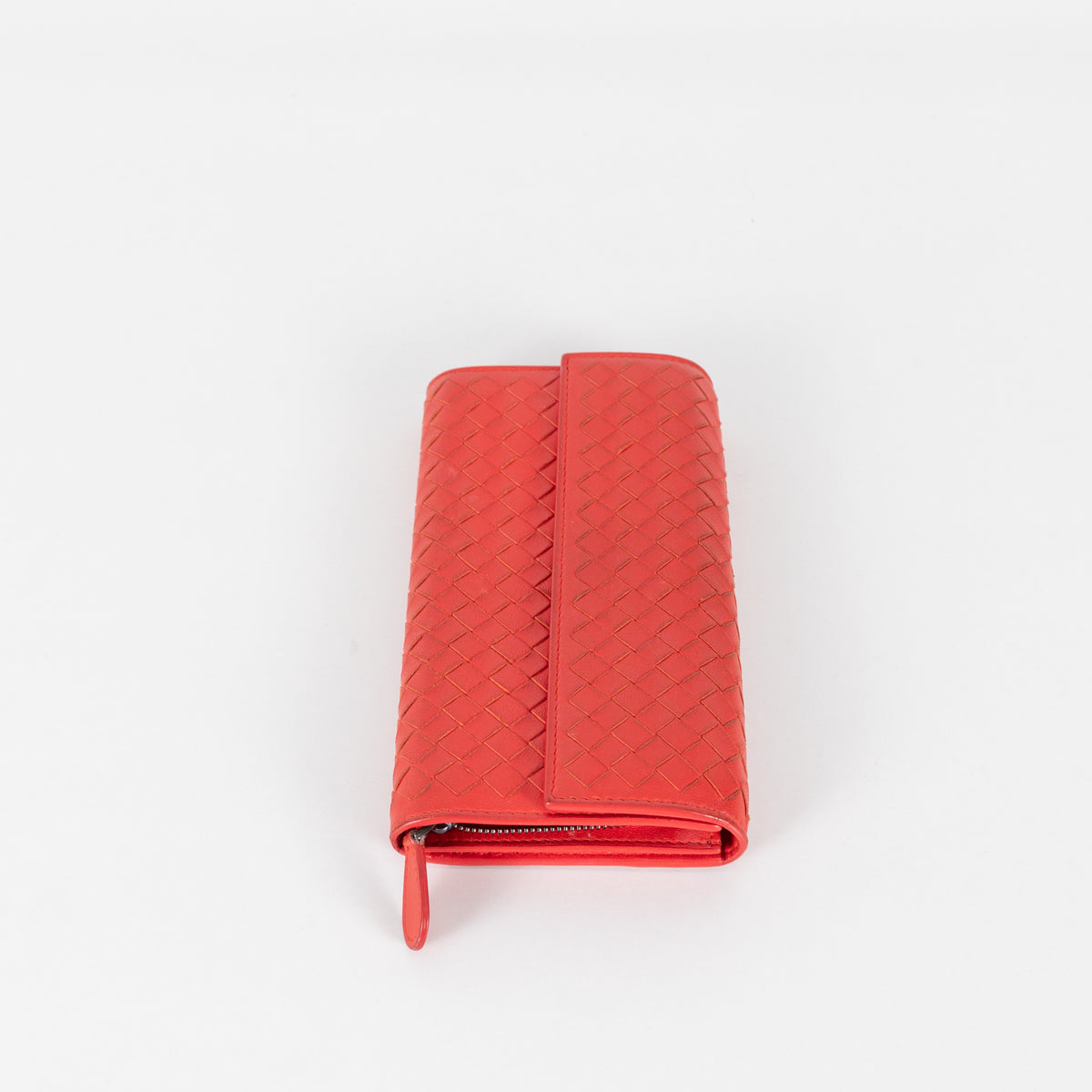 Bottega Veneta Red Intrecciato Leather Continental Wallet