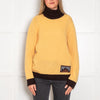Prada Yellow Brown Trim Logo Cashmere Roll Neck Jumper