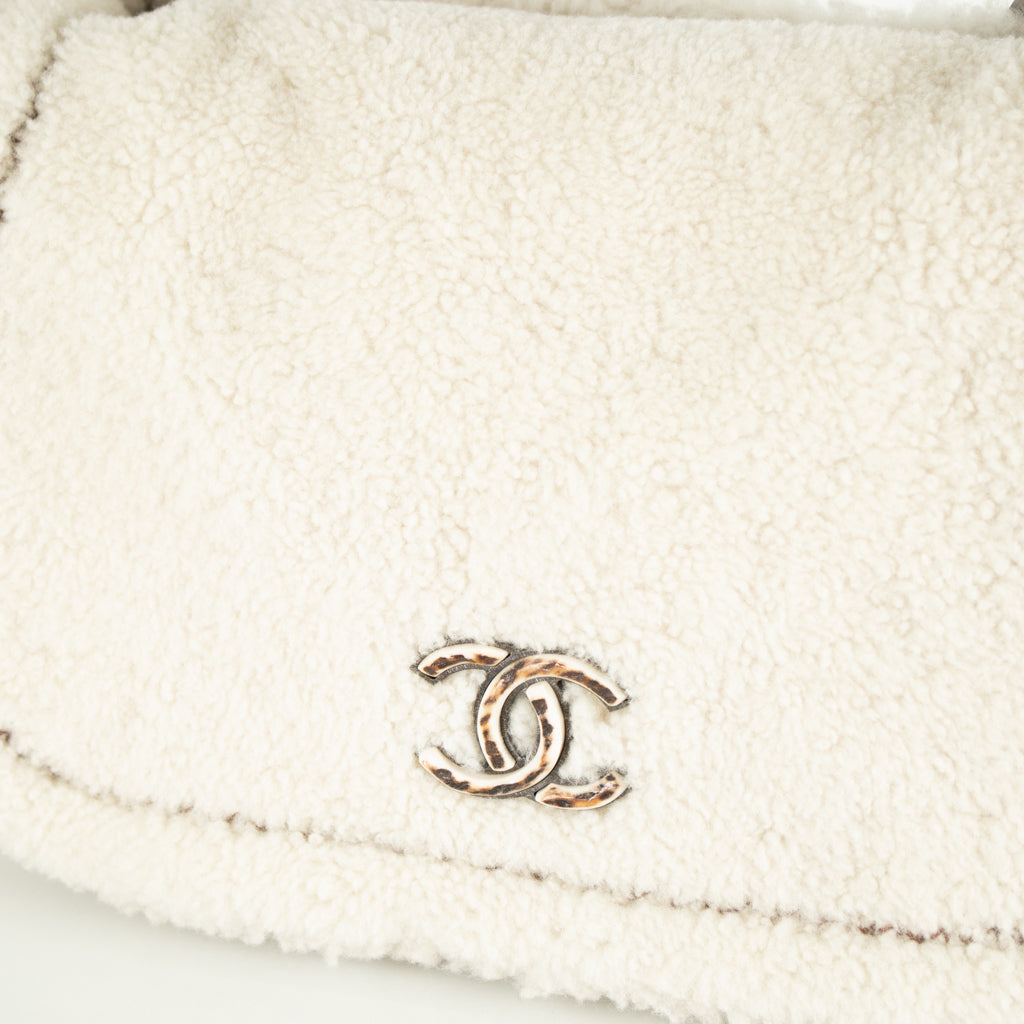 Chanel Cream Shearling CC Flap Bag