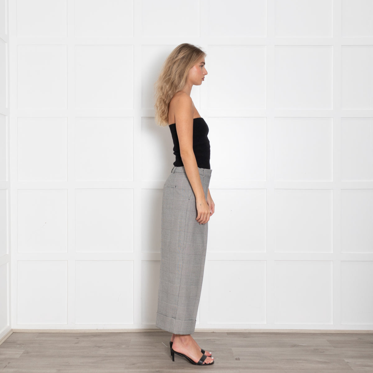 Sportmax Houndstooth Wide Leg Crop Trousers